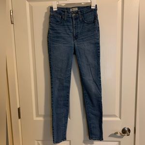 Medium wash Madewell high rise skinny jeans